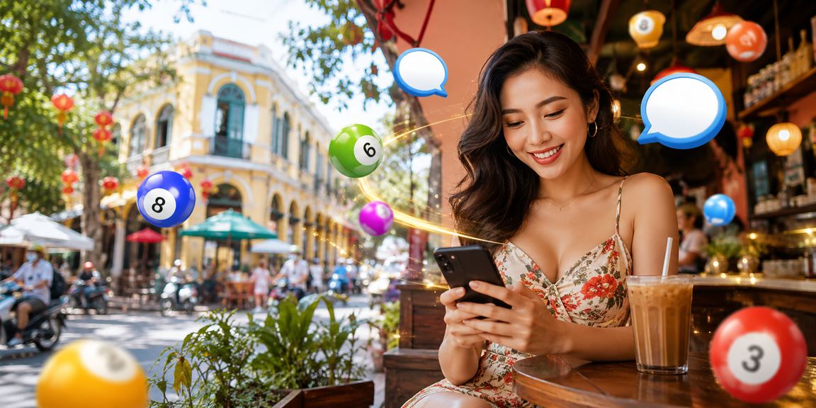 Người dùng TP. Hồ Chí Minh theo dõi kết quả xổ số trực tuyến tại quán cà phê buổi trưa