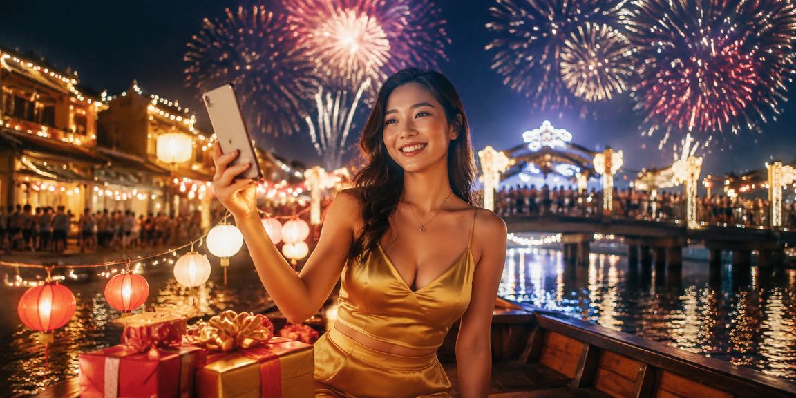 Du khách và người dân Hội An trải nghiệm casino di động trong không khí chợ đêm lung linh đèn lồng